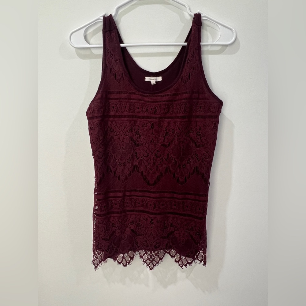 Maurices Burgundy Lace Tank Top